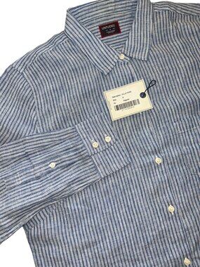 NWT women's UNTUCKit blue linen shirt size 8 NEW